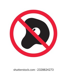 Forbidden Prohibited Warning, caution, attention, restriction, label. Egg sign design. Egg vector icon. Egg flat symbol. EPS 10 pictogram