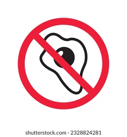 Forbidden Prohibited Warning, caution, attention, restriction, label. Egg sign design. Egg vector icon. Egg flat symbol. EPS 10 pictogram