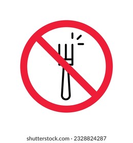 Forbidden Prohibited Warning, caution, attention, restriction label danger, ban. Do not use Fork vector icon. Fork flat sign design. Fork symbol pictogram