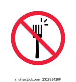 Forbidden Prohibited Warning, caution, attention, restriction label danger, ban. Do not use Fork vector icon. Fork flat sign design. Fork symbol pictogram