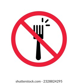 Forbidden Prohibited Warning, caution, attention, restriction label danger, ban. Do not use Fork vector icon. Fork flat sign design. Fork symbol pictogram