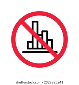 Forbidden Prohibited Warning, caution, attention, restriction label danger. Do not use Chart vector icon. Graph flat sign design. No Infographic chart symbol pictogram