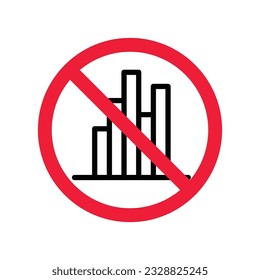 Forbidden Prohibited Warning, caution, attention, restriction label danger. Do not use Chart vector icon. Graph flat sign design. No Infographic chart symbol pictogram