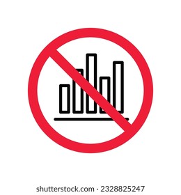 Forbidden Prohibited Warning, caution, attention, restriction label danger. Do not use Chart vector icon. Graph flat sign design. No Infographic chart symbol pictogram