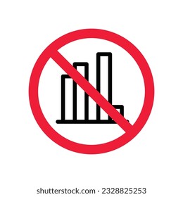 Forbidden Prohibited Warning, caution, attention, restriction label danger. Do not use Chart vector icon. Graph flat sign design. No Infographic chart symbol pictogram