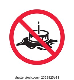 Forbidden Prohibited Warning, caution, attention, restriction label danger. No Cake vector icon. Tasty cake flat sign design. Tart symbol pictogram