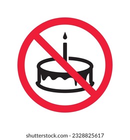Forbidden Prohibited Warning, caution, attention, restriction label danger. No Cake vector icon. Tasty cake flat sign design. Tart symbol pictogram
