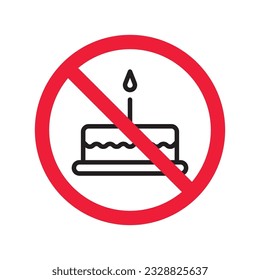Forbidden Prohibited Warning, caution, attention, restriction label danger. No Cake vector icon. Tasty cake flat sign design. Tart symbol pictogram