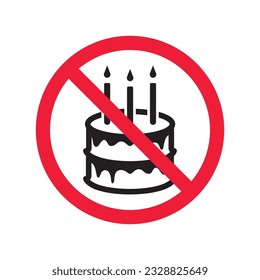 Forbidden Prohibited Warning, caution, attention, restriction label danger. No Cake vector icon. Tasty cake flat sign design. Tart symbol pictogram