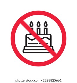 Verbotene Warnung, Vorsicht, Aufmerksamkeit, Restriktionskennzeichnung Gefahr. Kein Cake Vektorsymbol. Geschmackvolles Design für Kuchen mit flachen Schildern. Piktogramm-Symbol