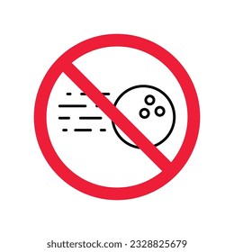 Forbidden Prohibited Warning, caution, attention, restriction label danger ban. No Bowling vector icon. Bowling flat sign design. Do not use Bowling ball symbol pictogram