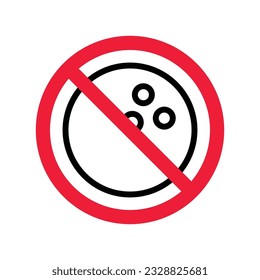 Forbidden Prohibited Warning, caution, attention, restriction label danger ban. No Bowling vector icon. Bowling flat sign design. Do not use Bowling ball symbol pictogram