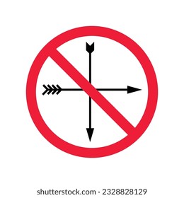 Forbidden Prohibited Warning, caution, attention, restriction label danger ban. Arrow icon. Arrow flat sign design. Crossed Arrows vector symbol pictogram