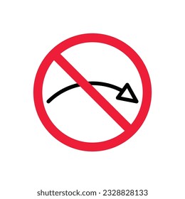 Forbidden Prohibited Warning, caution, attention, restriction label danger ban. Arrow icon. Arrow vector flat sign design. Arrow symbol pictogram