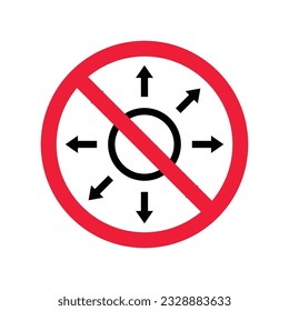 Forbidden Prohibited Warning, caution, attention, restriction label danger. Resize vector icon. Scale flat sign design. Expand tool symbol. Maximize pictogram icon. Anchor point icon. No scaling icon