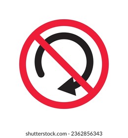 Forbidden Prohibited Warning, caution, attention, restriction label danger.  Rotate vector icon. Refresh flat sign design. Update symbol pictogram. Rotate icon