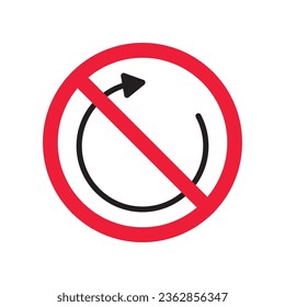 Forbidden Prohibited Warning, caution, attention, restriction label danger.  Rotate vector icon. Refresh flat sign design. Update symbol pictogram. Rotate icon