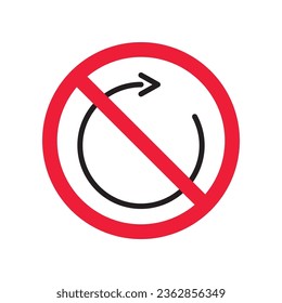 Forbidden Prohibited Warning, caution, attention, restriction label danger.  Rotate vector icon. Refresh flat sign design. Update symbol pictogram. Rotate icon