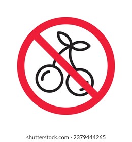 Forbidden Prohibited Warning, caution, attention, restriction label danger. No cherry vector icon. Do not eat cherries sign design. No 
cherry symbol flat pictogram. 