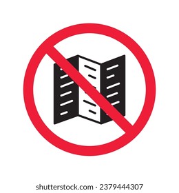 Forbidden Prohibited Warning, caution, attention, restriction label danger. No booklet vector icon. Do not use brochure leaflet sign design. No catalogue brochures symbol flat pictogram. 