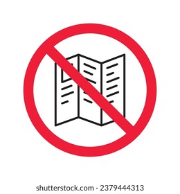 Prohibido Advertencia, precaución, atención, peligro de restricción. No hay icono del vector del marcador. No utilice el diseño de los signos del folleto. No hay folletos de catálogo que sientan pictograma plano. 