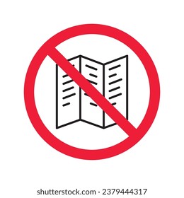 Forbidden Prohibited Warning, caution, attention, restriction label danger. No booklet vector icon. Do not use brochure leaflet sign design. No catalogue brochures symbol flat pictogram. 