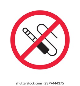 Forbidden Prohibited Warning, caution, attention, restriction label danger. No audio cabel vector icon. Do not use DJ cabel sign design. No AUX symbol flat pictogram. 