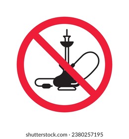 Prohibido Advertencia, precaución, atención, peligro de restricción. No hay icono del vector shisha. No utilice el diseño de señas shisa. No hay ningún pictograma plano con símbolo de hook. No fume el icono shisha hookah