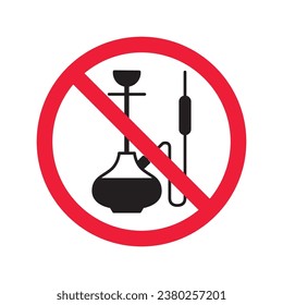 Forbidden Prohibited Warning, caution, attention, restriction label danger. No shisha vector icon. Do not use shisa sign design. No hookay symbol flat pictogram. Do not smoke shisha hookah icon