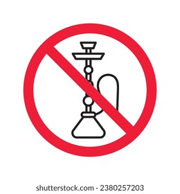 Verbotene Warnung, Vorsicht, Aufmerksamkeit, Restriktionskennzeichnung Gefahr. Kein Shisha-Vektorsymbol. Verwenden Sie kein shisa-Zeichen-Design. Kein hookay Symbol flaches Piktogramm. Rauchen Sie kein Shisha-Haka-Symbol