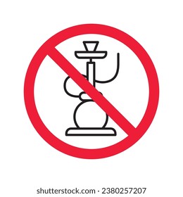 Forbidden Prohibited Warning, caution, attention, restriction label danger. No shisha vector icon. Do not use shisa sign design. No hookay symbol flat pictogram. Do not smoke shisha hookah icon