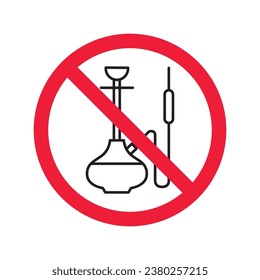 Verbotene Warnung, Vorsicht, Aufmerksamkeit, Restriktionskennzeichnung Gefahr. Kein Shisha-Vektorsymbol. Verwenden Sie kein shisa-Zeichen-Design. Kein hookay Symbol flaches Piktogramm. Rauchen Sie kein Shisha-Haka-Symbol
