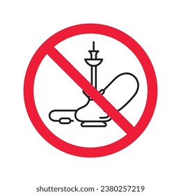 Prohibido Advertencia, precaución, atención, peligro de restricción. No hay icono del vector shisha. No utilice el diseño de señas shisa. No hay ningún pictograma plano con símbolo de hook. No fume el icono shisha hookah