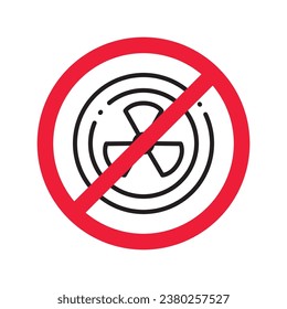 Forbidden Prohibited Warning, caution, attention, restriction label danger. No nuclear plant vector icon. Do not use nuclear energy sign design. No radiation symbol flat pictogram. No bio hazard icon
