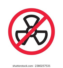 Forbidden Prohibited Warning, caution, attention, restriction label danger. No nuclear plant vector icon. Do not use nuclear energy sign design. No radiation symbol flat pictogram. No bio hazard icon