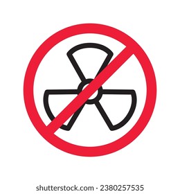 Forbidden Prohibited Warning, caution, attention, restriction label danger. No nuclear plant vector icon. Do not use nuclear energy sign design. No radiation symbol flat pictogram. No bio hazard icon