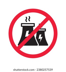 Prohibido Advertencia, precaución, atención, peligro de restricción. No hay icono del vector de la planta nuclear. No utilice el diseño de signos de energía nuclear. No hay ningún pictograma plano con símbolo de radiación. No hay ningún icono de peligro biológico