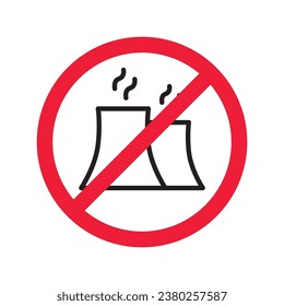 Prohibido Advertencia, precaución, atención, peligro de restricción. No hay icono del vector de la planta nuclear. No utilice el diseño de signos de energía nuclear. No hay ningún pictograma plano con símbolo de radiación. No hay ningún icono de peligro biológico