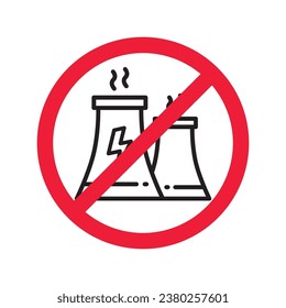 Forbidden Prohibited Warning, caution, attention, restriction label danger. No nuclear plant vector icon. Do not use nuclear energy sign design. No radiation symbol flat pictogram. No bio hazard icon