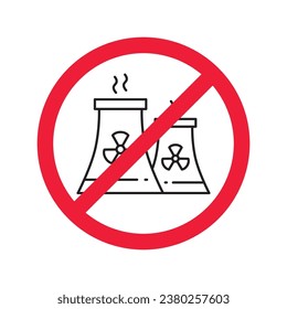 Forbidden Prohibited Warning, caution, attention, restriction label danger. No nuclear plant vector icon. Do not use nuclear energy sign design. No radiation symbol flat pictogram. No bio hazard icon