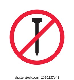 Prohibido Advertencia, precaución, atención, peligro de restricción. No hay icono del vector de uñas. No utilice el diseño de signos de las uñas. No hay pictograma plano con símbolo de uñas. 