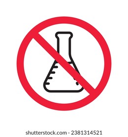 Forbidden Prohibited Warning, caution, attention, restriction label danger. No flask vector icon. Do not use toxic chemical elements sign design. No tube flask symbol flat pictogram.