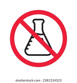 Forbidden Prohibited Warning, caution, attention, restriction label danger. No flask vector icon. Do not use toxic chemical elements sign design. No tube flask symbol flat pictogram.