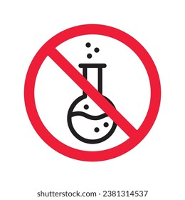 Forbidden Prohibited Warning, caution, attention, restriction label danger. No flask vector icon. Do not use toxic chemical elements sign design. No tube flask symbol flat pictogram.