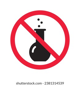 Forbidden Prohibited Warning, caution, attention, restriction label danger. No flask vector icon. Do not use toxic chemical elements sign design. No tube flask symbol flat pictogram.