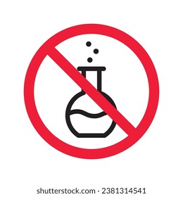 Forbidden Prohibited Warning, caution, attention, restriction label danger. No flask vector icon. Do not use toxic chemical elements sign design. No tube flask symbol flat pictogram.