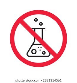 Forbidden Prohibited Warning, caution, attention, restriction label danger. No flask vector icon. Do not use toxic chemical elements sign design. No tube flask symbol flat pictogram.