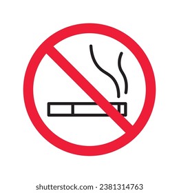 Forbidden Prohibited Warning, caution, attention, restriction label danger. No cigarette vector icon. Do not use tobacco sign design. No 
smoking cigarettes symbol flat pictogram. No smoking icon
