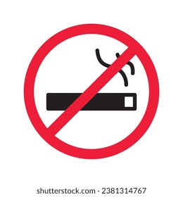 Forbidden Prohibited Warning, caution, attention, restriction label danger. No cigarette vector icon. Do not use tobacco sign design. No 
smoking cigarettes symbol flat pictogram. No smoking icon