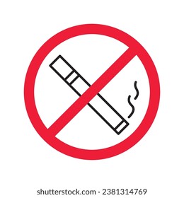 Forbidden Prohibited Warning, caution, attention, restriction label danger. No cigarette vector icon. Do not use tobacco sign design. No 
smoking cigarettes symbol flat pictogram. No smoking icon